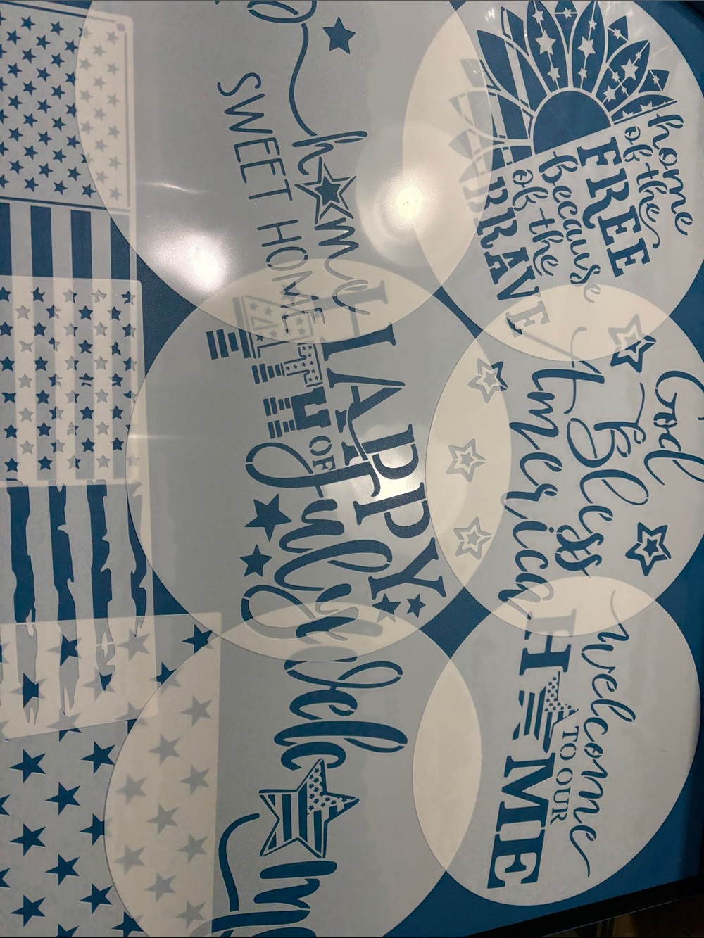 Patriotic 4th of July Stencil Set 12” round and rectangular Americana crafts new